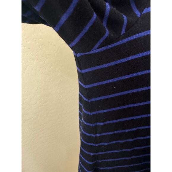 Cable & Gauge Black Blue Striped Tunic Top Handkerchief Hem Long Sleeve Size M - Picture 6 of 9